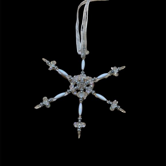 Handmade Beaded Snowflake Christmas Ornament - Picture 2 of 2